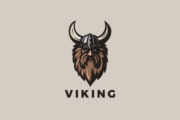 Viking Head Sisak Logo Warrior Design Vector Vintage Stílus — Stock Vector