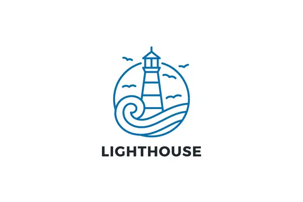Leuchtturm Logo Abstraktes Design Vektorschablone Linear Outline Style Stockillustration