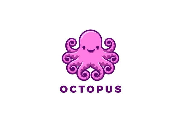 Octopus Logo Funny Happy Kraken Marisco Restaurante Zoológico Vector Design Ilustrações De Bancos De Imagens Sem Royalties