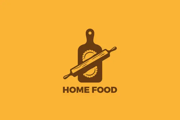 Schneidebrett Rolling Pin Logo Home Food Vector Vintage Design Gesund Vektorgrafiken