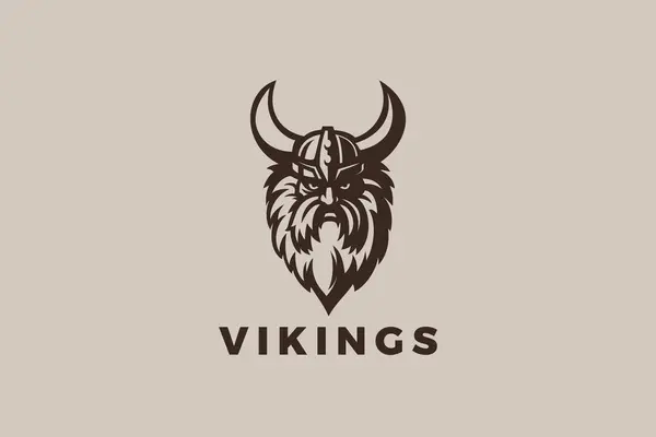 Viking Head Sisak Logo Warrior Design Vector Vintage Stílus — Stock Vector