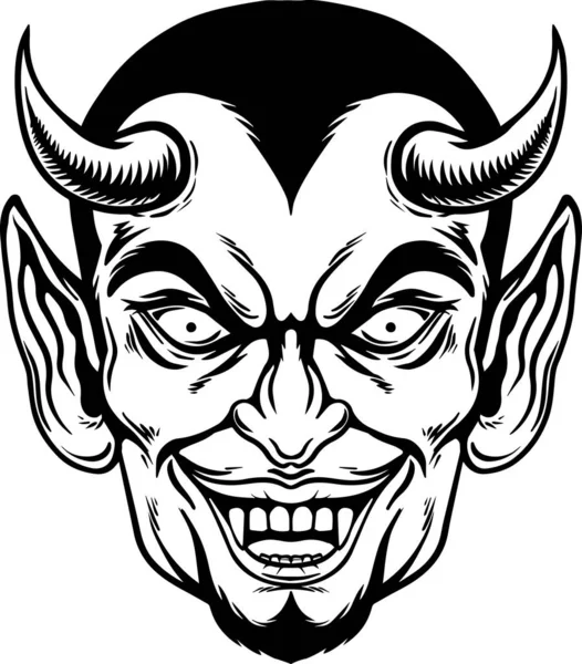 Illustration Cartoon Scary Devil Head Mascot — Vector de stock