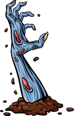 Illustration of Cartoon zombie hand out of the ground