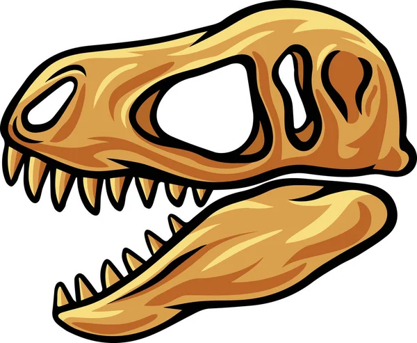 Tyrannosaurus Dinosaur Skull Fossil Illustration — Vetor de Stock