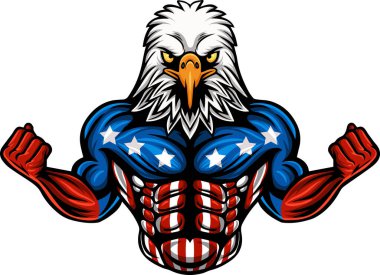 Illustration of Strong american eagle cartoon character