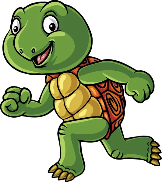 Illustration Cute Turtle Cartoon Character Running Telifsiz Stok Vektörler