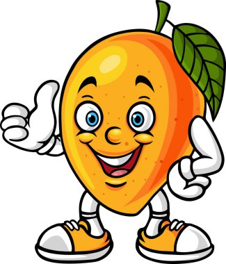 Illustration of Cartoon mango character giving a thumbs up