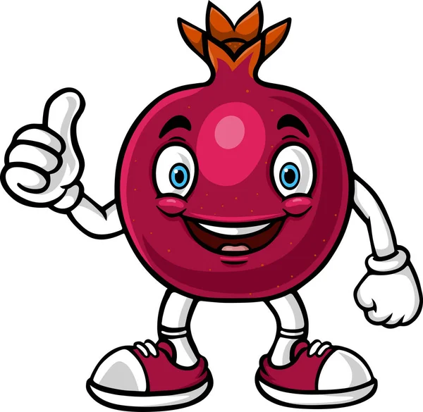 Illustration Cartoon Pomegranate Character Giving Thumbs — Image vectorielle