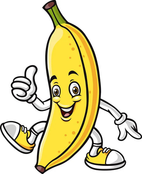 Illustration Cartoon Banana Character Giving Thumbs — Stockvector
