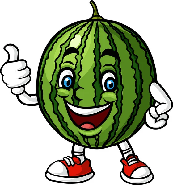Illustration Cartoon Watermelon Character Giving Thumbs — Image vectorielle