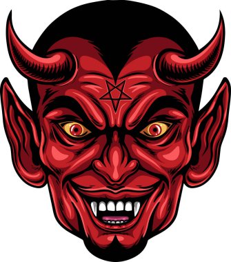 Çizgi film korkunç şeytan kafa maskotu.