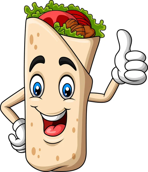 Εικονογράφηση Διάνυσμα Του Cartoon Burrito Kebab Σχεδιασμό Μασκότ — Διανυσματικό Αρχείο