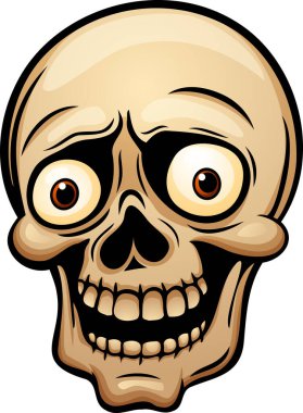 Mutlu bir insan kafatasının karikatür çizimi 