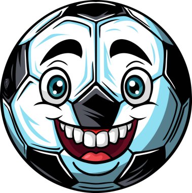 Çizgi film mutlu futbol topu maskotu karakteri