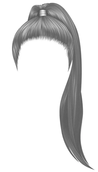 Módní Ženy Vlasy Šedé Stříbrné Barvy High Stock Vektory
