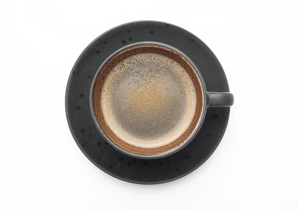 Large Black Coffee Porcelain Cup Saucer White Top View — Stock Photo, Image