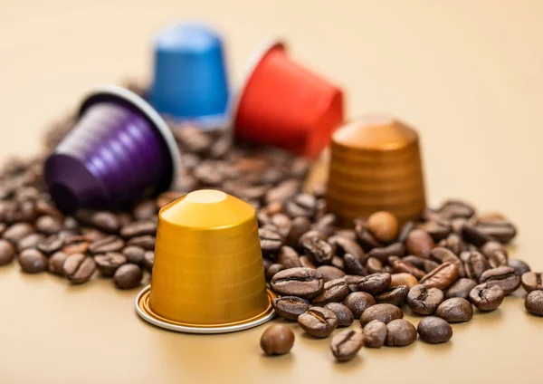 Aluminium Capsules Natural Organic Coffee Suitable Raw Aroma Bean Beige — Photo