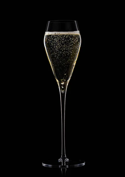Glas Prosecco Champagnewijn Zwart Met Belletjes — Stockfoto