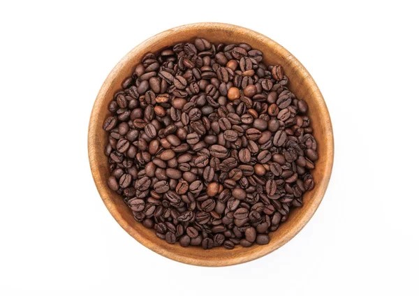 Färsk Doft Kaffebönor Trä Platta Vit Bakgrund Ovanifrån — Stockfoto