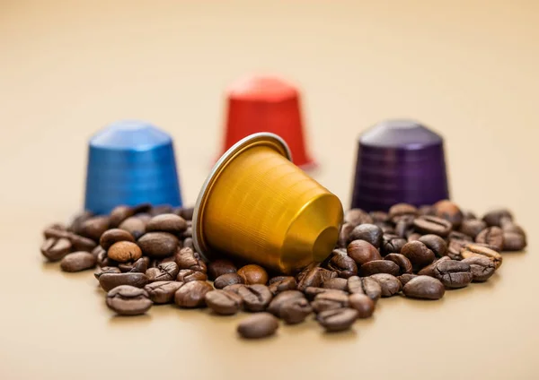 Kapsułki Różnym Smaku Świeżej Kawy Aromatycznej Nadają Się Ekspresu Kawy — Zdjęcie stockowe