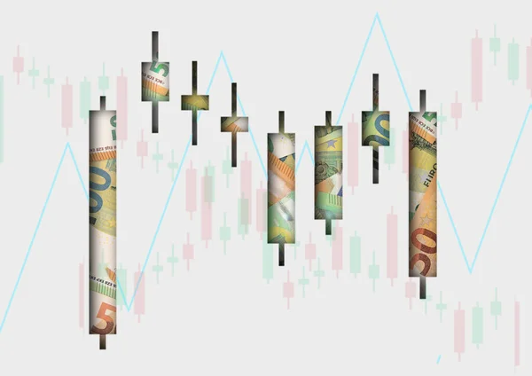 График Инвестиций Фондовом Рынке Банкнотами Евро Концепция Финансового Бизнеса — стоковое фото
