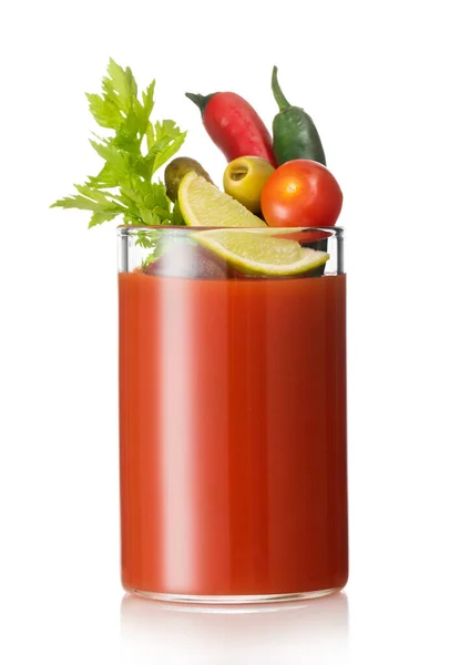 Bloody Mary Oryginalny Klasyczny Wódka Sok Pomidorowy Koktajl Białym — Zdjęcie stockowe