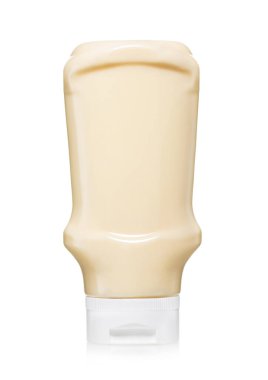 Klasik hafif organik mayonez, beyaz plastik şişede..