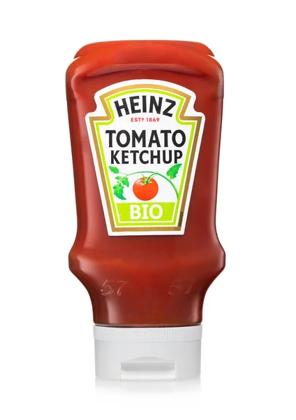 Londres Reino Unido Abril 2023 Botella Kétchup Tomate Ecológico Heinz —  Fotos de Stock