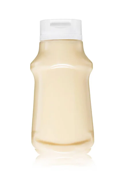 Mayonesa Orgánica Ligera Clásica Botella Plástico Sobre Blanco — Foto de Stock