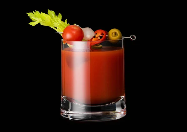 Classic Hot Bloody Mary Cocktail Mix Avec Vodka Jus Tomate — Photo