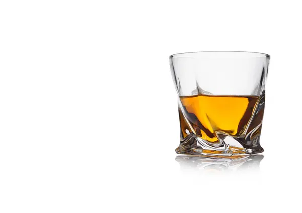 Scotch Whiskey Crystal Modern Luxury Glass White Background Reflection Space — Stock Photo, Image