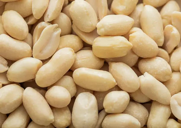Healthy Blanched Peanut Nuts Top View Macro Background — Stock Photo, Image