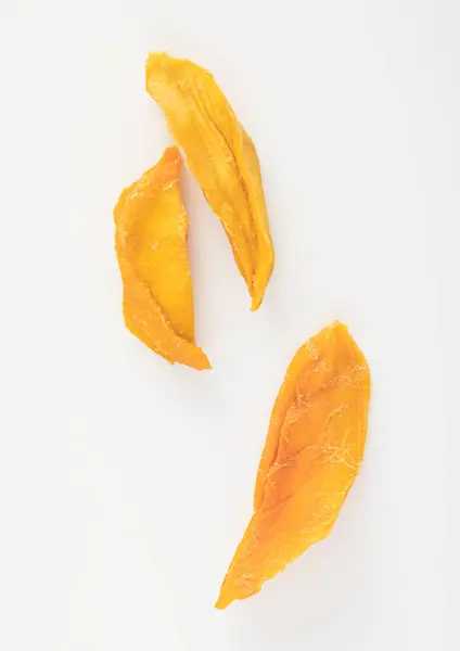 Macro Slices Dried Mango Slice White Top View Ліцензійні Стокові Зображення