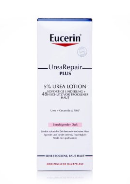 LONDON, UK - 02 ARALIK 2024: Eucerin ürea onarımı artı% 5 idrar losyonu.