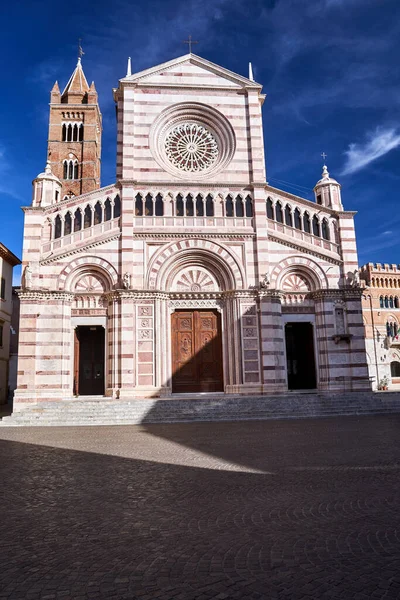 Fachada Catedral Histórica Con Campanario Ciudad Grosseto Italia —  Fotos de Stock