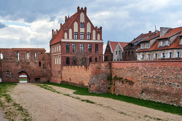 Średniowieczne Mury Murowane Zabytkowa Kamienica Toruniu Polsce — Zdjęcie stockowe