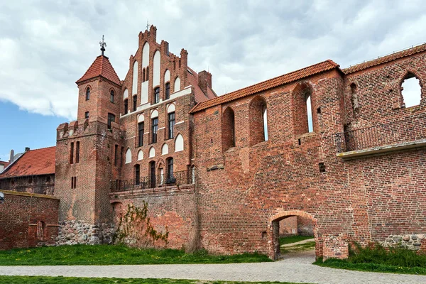 Středověké Cihlové Zdi Historický Činžovní Dům Městě Torun Polsku — Stock fotografie