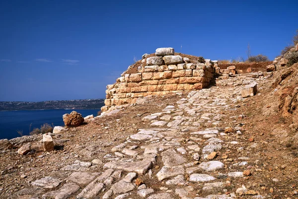 Ruínas Pedra Antiga Cidade Aptera Ilha Grega Creta Grécia — Fotografia de Stock