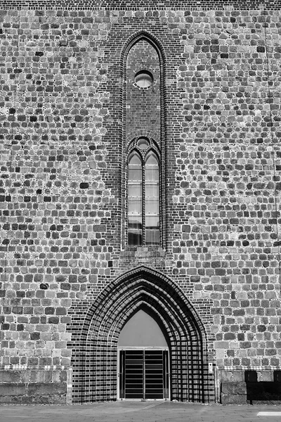 Portail Entrée Église Évangélique Médiévale Marien Kirche Dans Ville Neubrandenburg — Photo