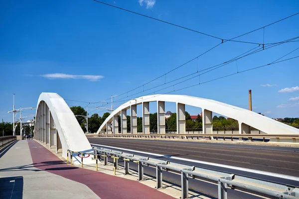 Estructura Acero Del Puente Sobre Río Warta Poznan Polonia — Foto de Stock