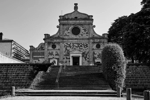 Вход Историческую Церковь Монастыря Abbazia Praglia Италии Монохромный — стоковое фото