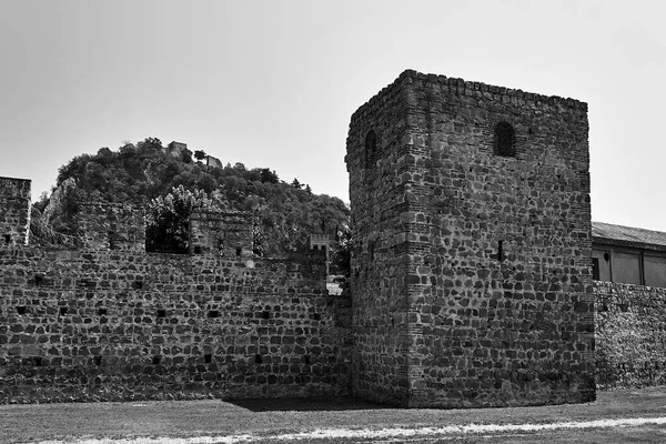 Medeltida Torn Och Försvarsmur Staden Monselice Italien Monokrom — Stockfoto
