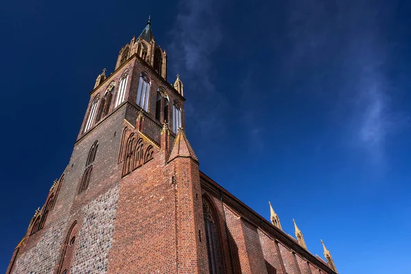 Toren Van Middeleeuwse Marien Kirche Evangelische Kerk Stad Neubrandenburg Duitsland — Stockfoto