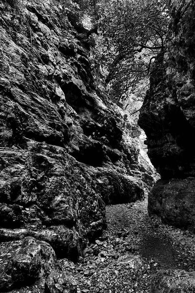 Yunanistan Girit Adasındaki Imbros Boğazı Nın Kayaları Arasında Dar Bir — Stok fotoğraf