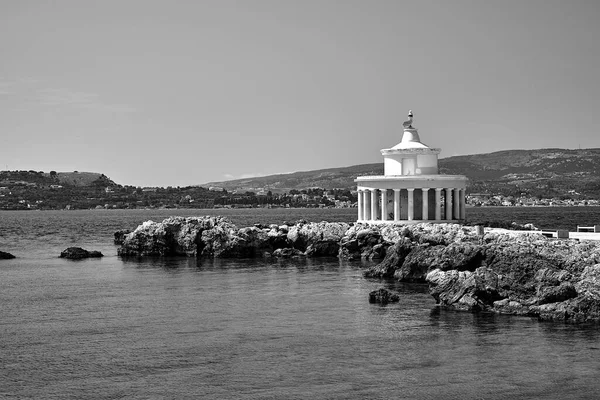 Histórico Faro San Teodora Isla Cefalonia Grecia Monocromo —  Fotos de Stock
