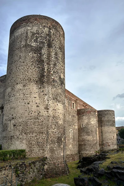 Les Murs Les Tours Castello Ursino Médiéval Dans Ville Catane — Photo