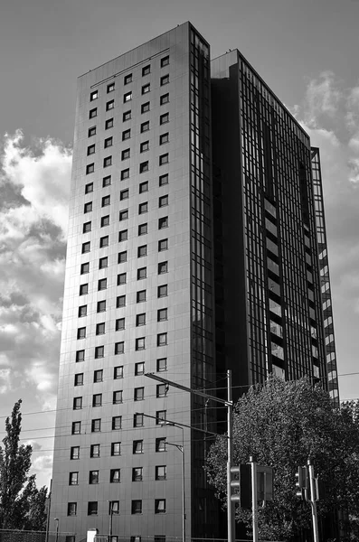 Façade Immeuble Bureaux Moderne Poznan Monochrome — Photo
