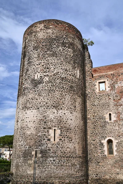 Muren Torens Van Het Middeleeuwse Castello Ursino Catania Het Eiland — Stockfoto