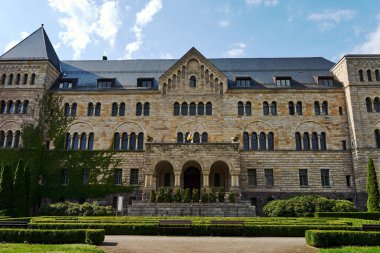 Stone historic Imperial castle with towers in Poznan, Poland