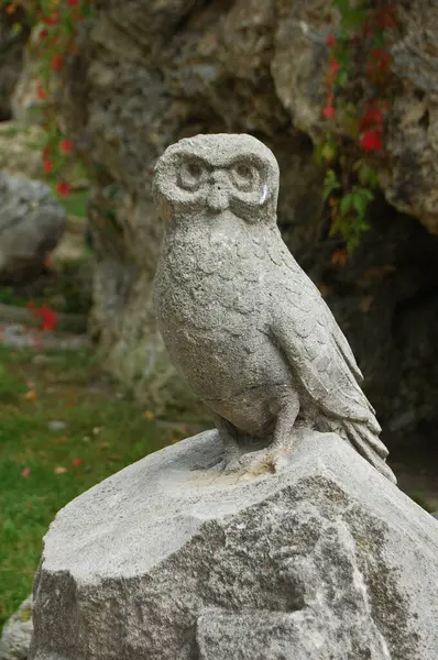 Statue Owl Sitting Stone Stock Picture